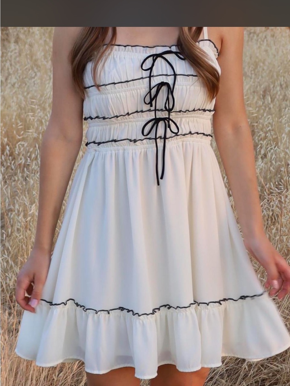 Marshalls White Mini Dress with Black Trim